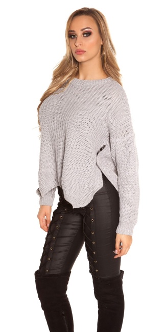 Trendy gebreide sweater-trui grijs